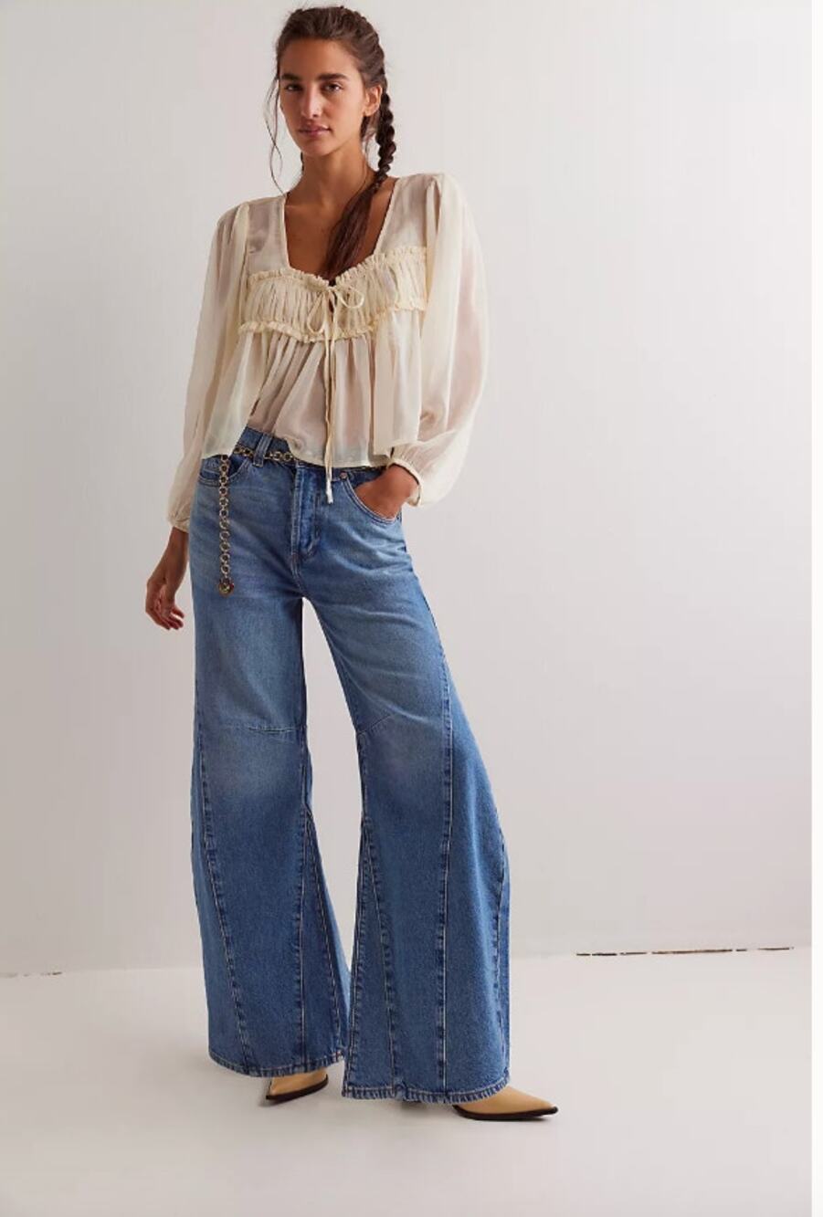 Free People We The Free Eden High Slouchy Flare Jeans 27 NEW